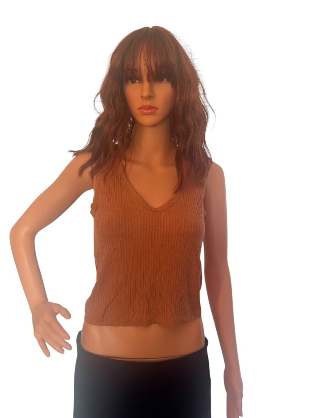 Rachel Roy Ribbed Crop Top Size Medium - rust/clay color